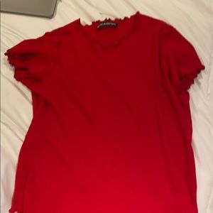 Brandy Melville Red Ruffle Tee